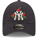 cappellino-curvo-blu-navy-regolabile-9forty-flower-dei-new-york-yankees-mlb-di-new-era