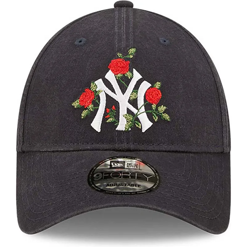 cappelli-curva-blu-marino-cinghia-regolabile-9forty-flower-dei-new-york-yankees-mlb-di-new-era
