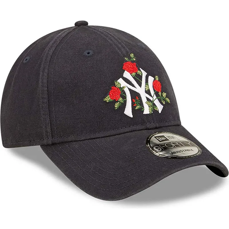cappelli-curva-blu-marino-cinghia-regolabile-9forty-flower-dei-new-york-yankees-mlb-di-new-era