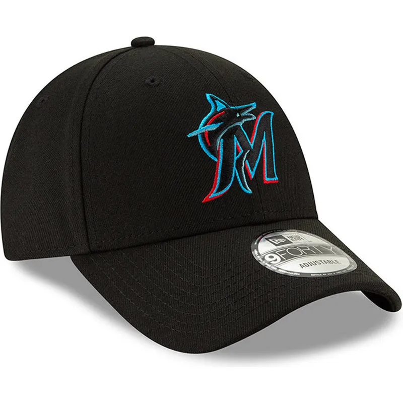 schwarze-verstellbare-gebogene-kappe-9forty-the-league-der-miami-marlins-mlb-von-new-era