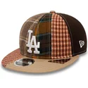 cappellino-piatto-marrone-regolabile-9fifty-patch-panel-los-angeles-dodgers-mlb-di-new-era