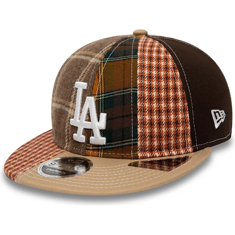 cappelli-piatta-marrone-cinghia-regolabile-9fifty-patch-panel-dei-los-angeles-dodgers-mlb-di-new-era