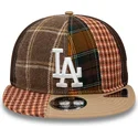 cappellino-piatto-marrone-regolabile-9fifty-patch-panel-los-angeles-dodgers-mlb-di-new-era