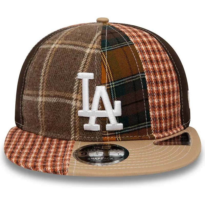 mutzen-flach-braun-verstellbares-band-9fifty-patch-panel-der-los-angeles-dodgers-mlb-von-new-era
