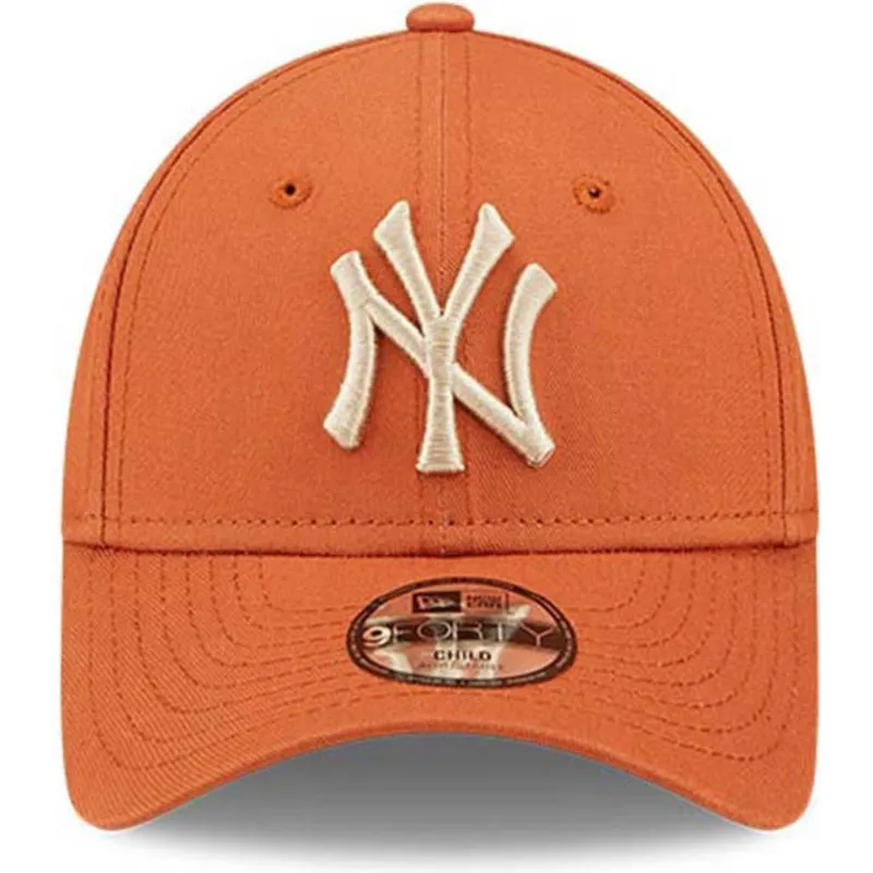 mutzen-gebogen-orange-verstellbares-band-fur-kinder-9forty-league-essential-der-new-york-yankees-mlb-von-new-era