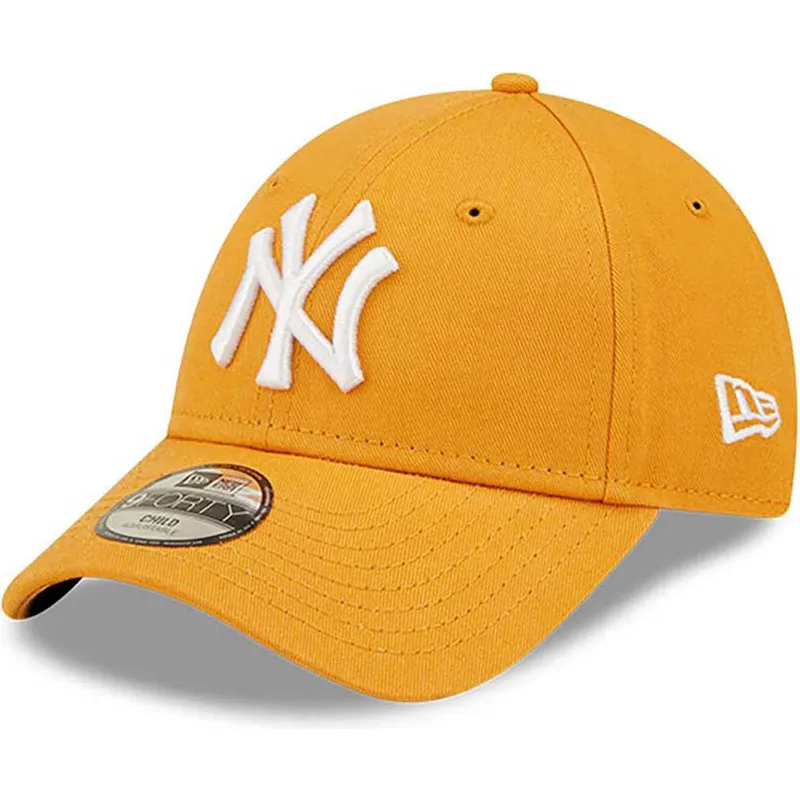 mutzen-gebogen-orange-verstellbares-band-fur-kinder-9forty-league-essential-der-new-york-yankees-mlb-von-new-era