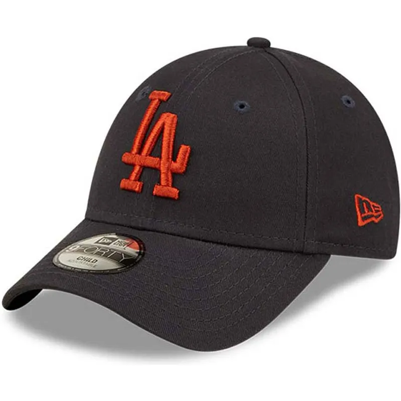cappelli-curva-blu-marino-cinghia-regolabile-per-bambino-marron-9forty-league-essential-dei-los-angeles-dodgers-mlb-di-new-era