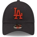 cappellino-curvo-blu-navy-regolabile-per-bambino-con-logo-marrone-9forty-league-essential-dei-los-angeles-dodgers-mlb-di-new-era