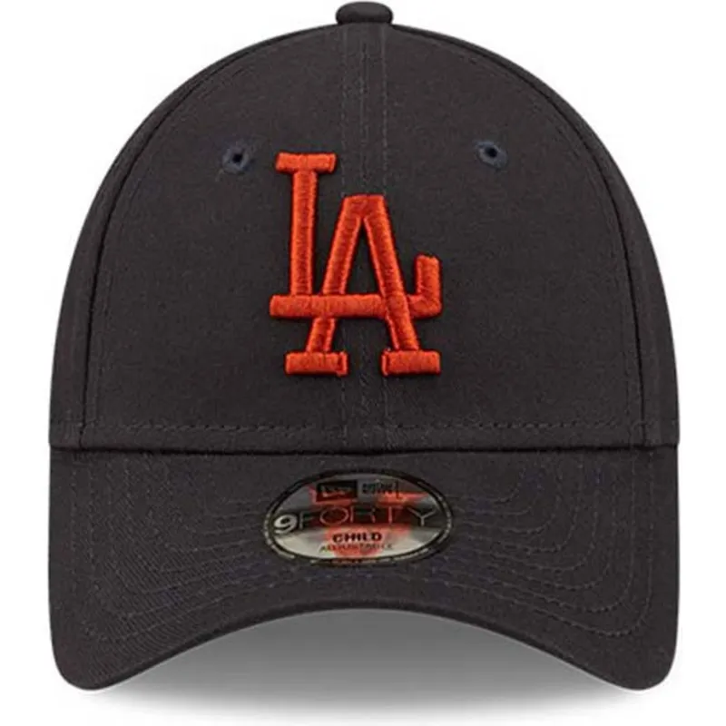 cappelli-curva-blu-marino-cinghia-regolabile-per-bambino-marron-9forty-league-essential-dei-los-angeles-dodgers-mlb-di-new-era