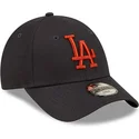 cappellino-curvo-blu-navy-regolabile-per-bambino-con-logo-marrone-9forty-league-essential-dei-los-angeles-dodgers-mlb-di-new-era