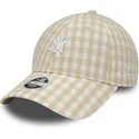 cappellino-beige-regolabile-da-donna-9forty-gingham-dei-new-york-yankees-mlb-di-new-era