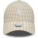 cappellino-beige-regolabile-da-donna-9forty-gingham-dei-new-york-yankees-mlb-di-new-era
