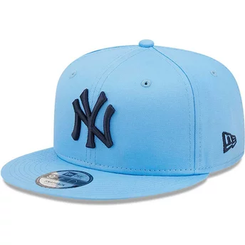 Casquette plate bleue snapback avec logo bleu 9FIFTY League Essential New York Yankees MLB New Era