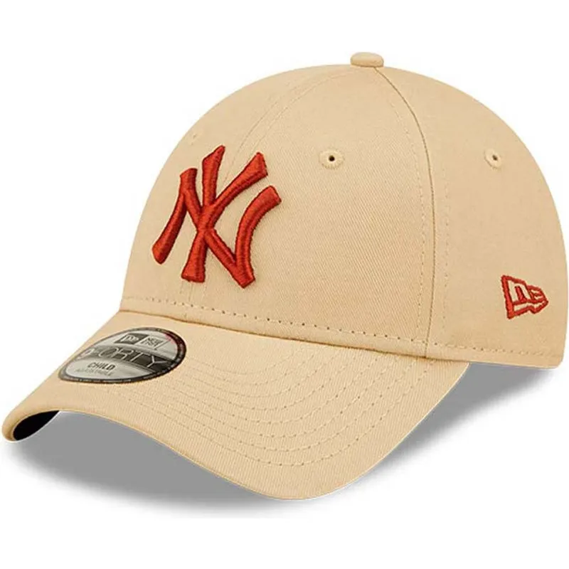 cappelli-curva-beige-cinghia-regolabile-per-bambino-marron-9forty-league-essential-dei-new-york-yankees-mlb-di-new-era