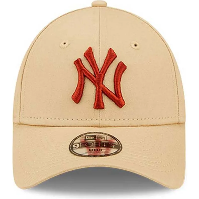 cappelli-curva-beige-cinghia-regolabile-per-bambino-marron-9forty-league-essential-dei-new-york-yankees-mlb-di-new-era