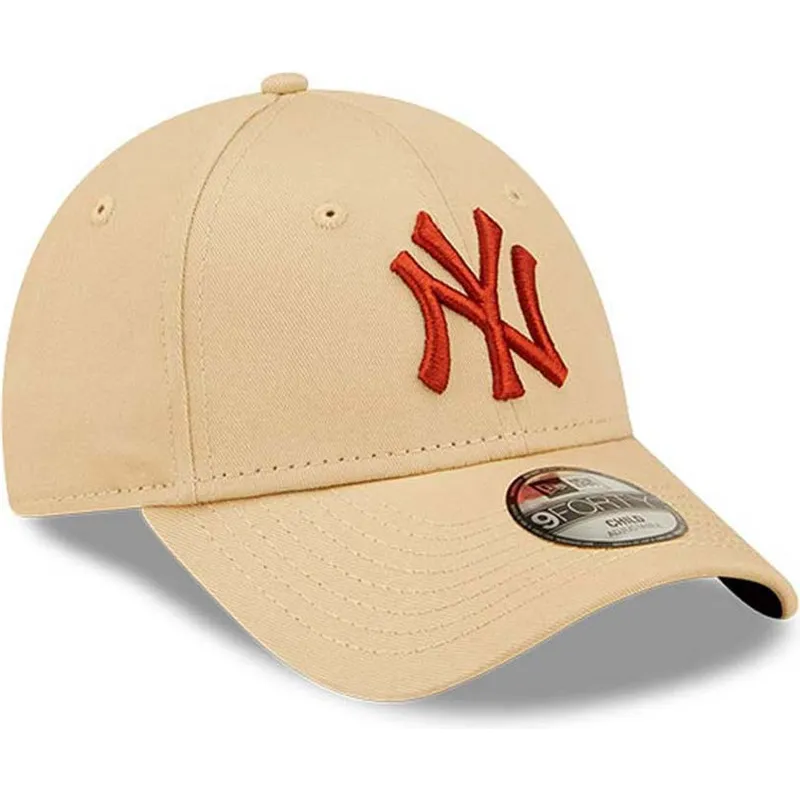 cappelli-curva-beige-cinghia-regolabile-per-bambino-marron-9forty-league-essential-dei-new-york-yankees-mlb-di-new-era