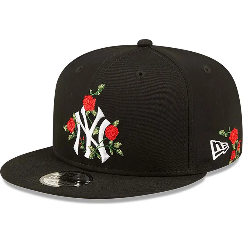 cappelli-piatta-nero-snapback-9fifty-flower-dei-new-york-yankees-mlb-di-new-era