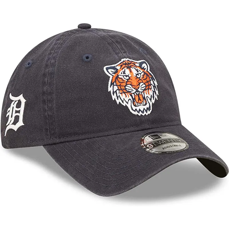 cappelli-curva-blu-marino-cinghia-regolabile-9twenty-team-patch-dei-detroit-tigers-mlb-di-new-era