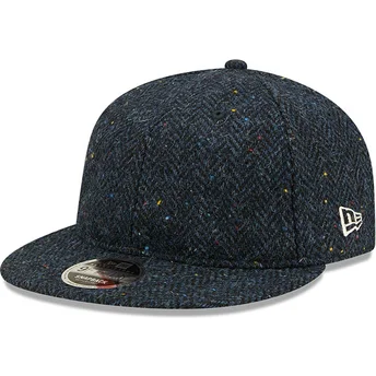 New Era Flat Brim 9FIFTY Tweed Navy Blue Adjustable Cap