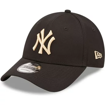 Casquette courbée noire ajustable avec logo beige 9FORTY League Essential New York Yankees MLB New Era