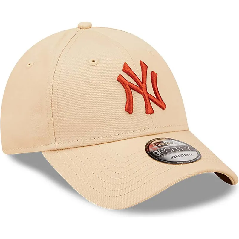 cappelli-curva-beige-cinghia-regolabile-marron-9forty-league-essential-dei-new-york-yankees-mlb-di-new-era