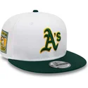 cappellino-snapback-bianco-e-verde-con-visiera-piatta-rickey-henderson-9fifty-crown-patches-degli-oakland-athletics-mlb-di-new-e