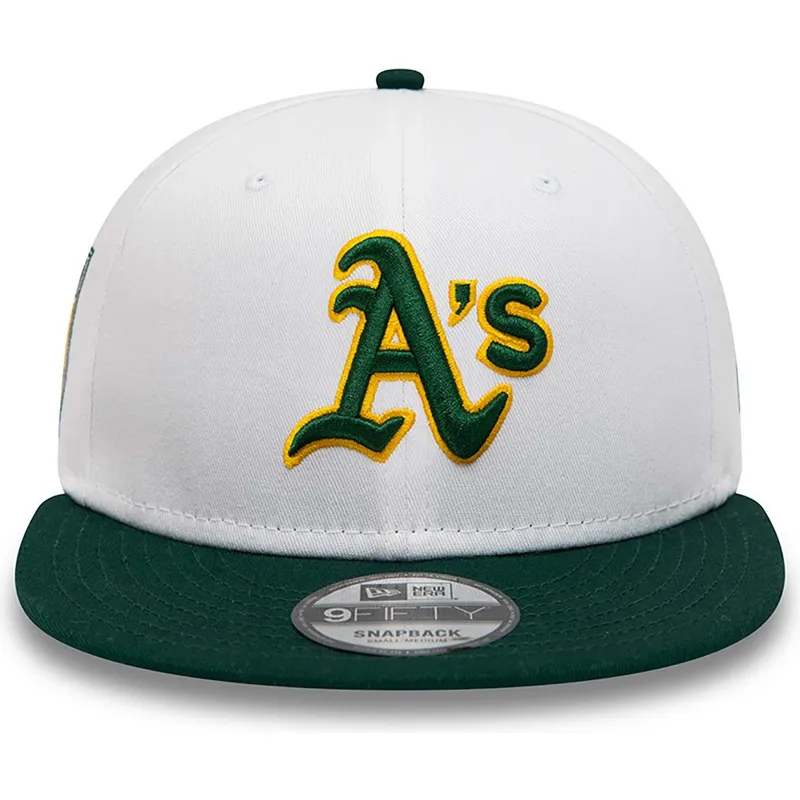 cappelli-piatta-bianco-snapback-rickey-henderson-9fifty-crown-patches-dei-oakland-athletics-mlb-di-new-era
