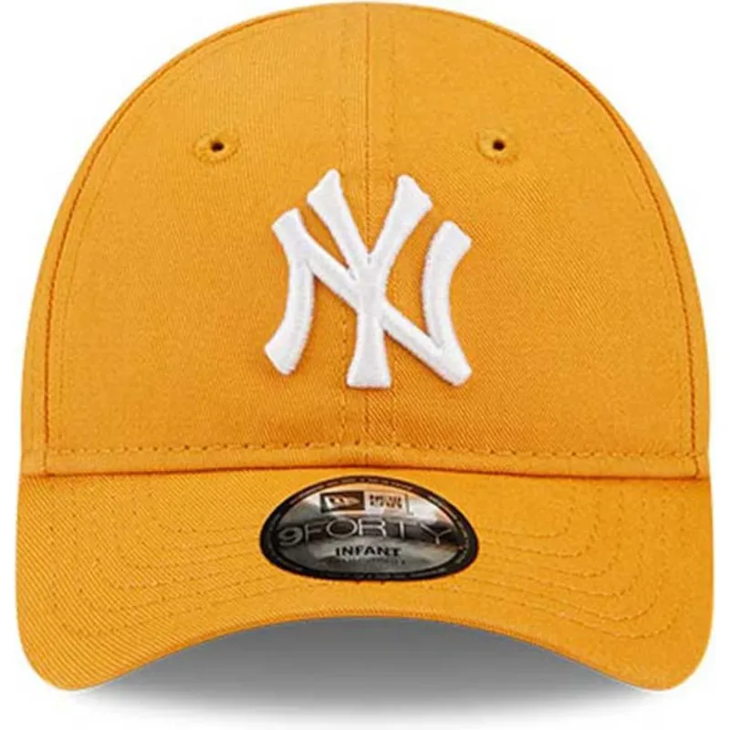 mutzen-gebogen-orange-verstellbares-band-fur-kinder-pequeno-9forty-league-essential-der-new-york-yankees-mlb-von-new-era