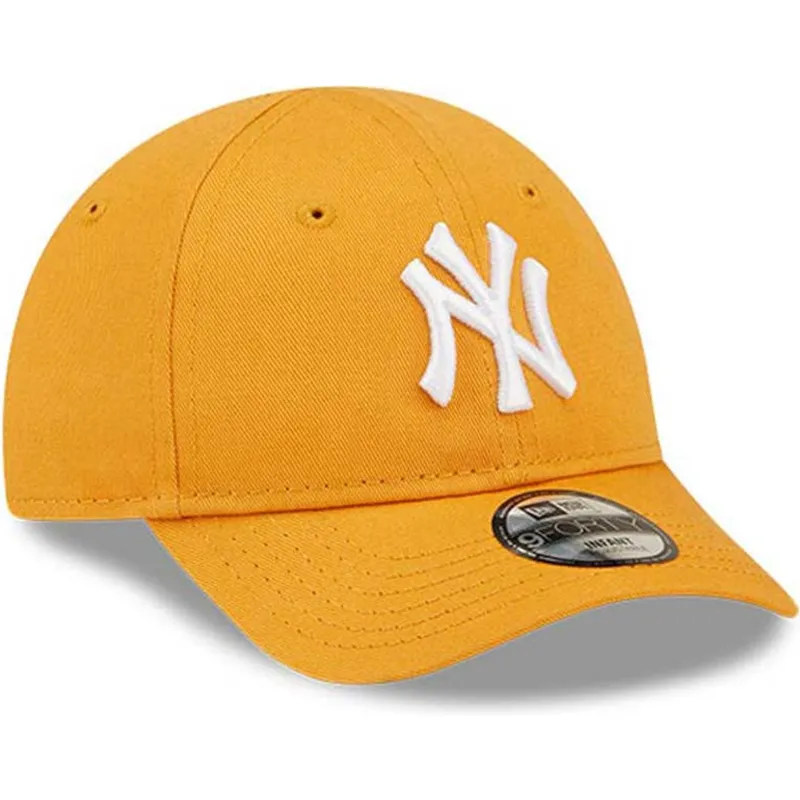 mutzen-gebogen-orange-verstellbares-band-fur-kinder-pequeno-9forty-league-essential-der-new-york-yankees-mlb-von-new-era