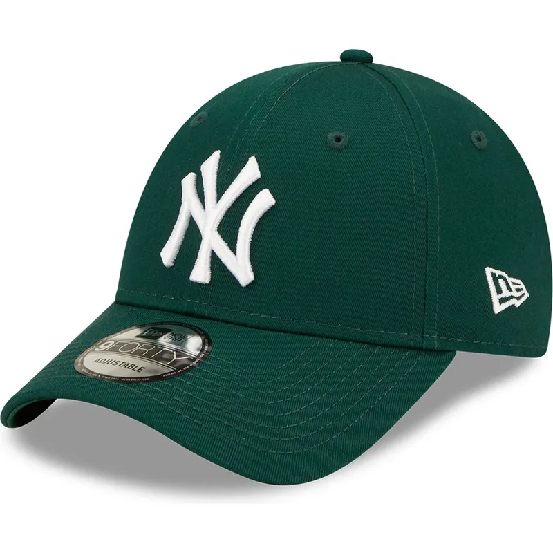 mutzen-gebogen-grun-verstellbares-band-9forty-league-essential-der-new-york-yankees-mlb-von-new-era