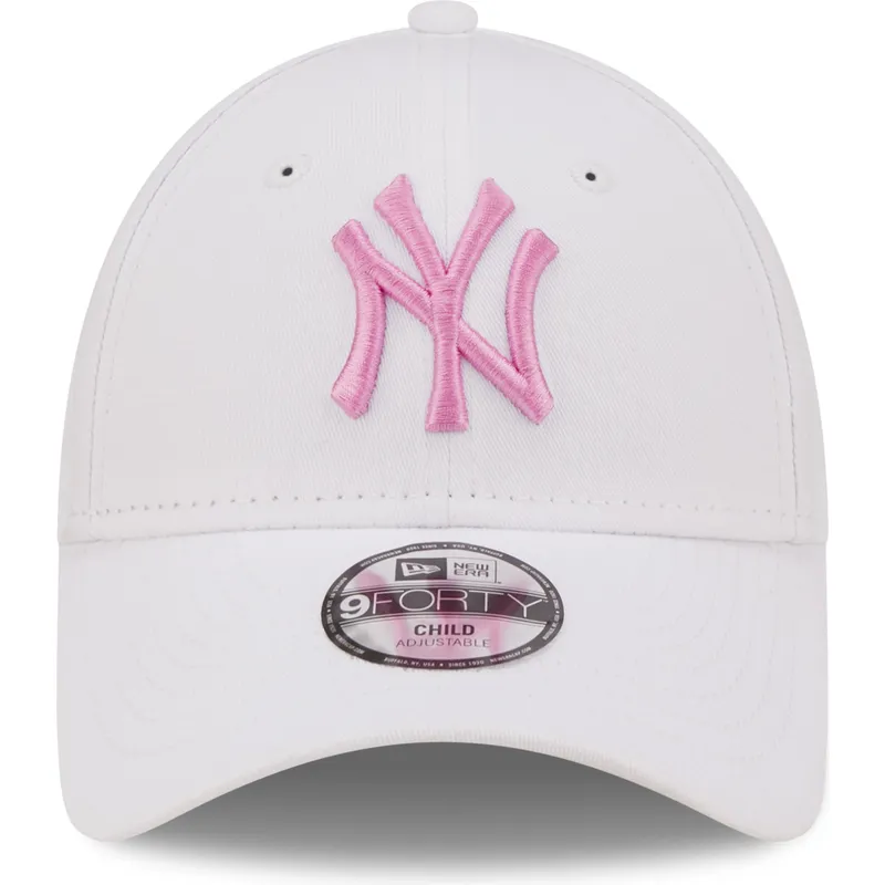 cappelli-curva-bianco-cinghia-regolabile-per-bambino-rosa-9forty-league-essential-dei-new-york-yankees-mlb-di-new-era