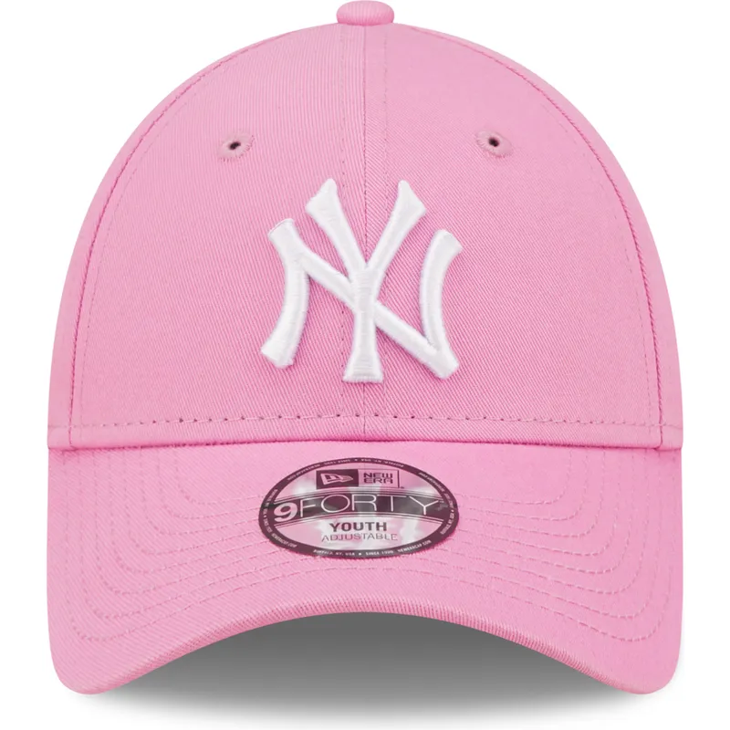 mutzen-gebogen-rosa-verstellbares-band-fur-kinder-9forty-league-essential-der-new-york-yankees-mlb-von-new-era