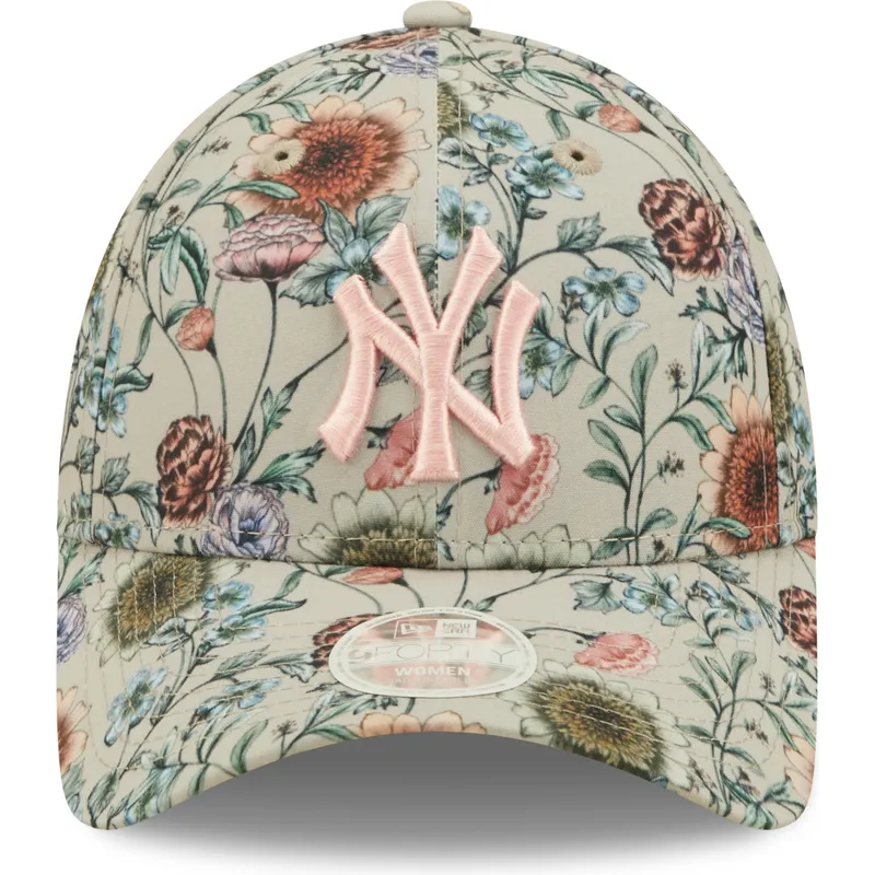 cappelli-curva-beige-cinghia-regolabile-9forty-all-over-print-floral-dei-new-york-yankees-mlb-di-new-era