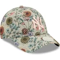 mutzen-gebogen-beige-verstellbares-band-9forty-all-over-print-floral-der-new-york-yankees-mlb-von-new-era