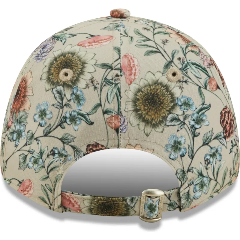 cappelli-curva-beige-cinghia-regolabile-9forty-all-over-print-floral-dei-new-york-yankees-mlb-di-new-era