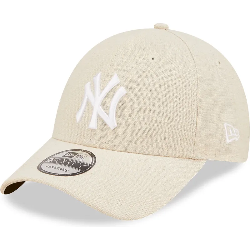 beige-gebogene-verstellbare-9forty-linen-kappe-der-new-york-yankees-mlb-von-new-era