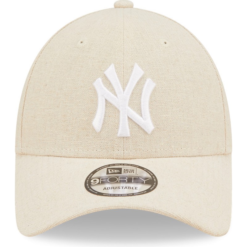 new-era-curved-brim-9forty-linen-new-york-yankees-mlb-beige-adjustable-cap