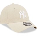 new-era-curved-brim-9forty-linen-new-york-yankees-mlb-beige-adjustable-cap