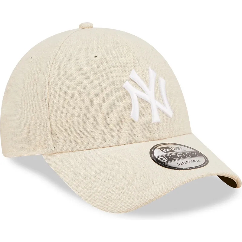 gorra-curva-beige-ajustable-9forty-linen-de-new-york-yankees-mlb-de-new-era