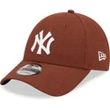 cappellino-curvo-marrone-regolabile-9forty-linen-dei-new-york-yankees-mlb-di-new-era