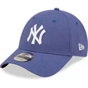 cappellino-curvo-blu-regolabile-9forty-linen-dei-new-york-yankees-mlb-di-new-era