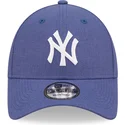 cappellino-curvo-blu-regolabile-9forty-linen-dei-new-york-yankees-mlb-di-new-era