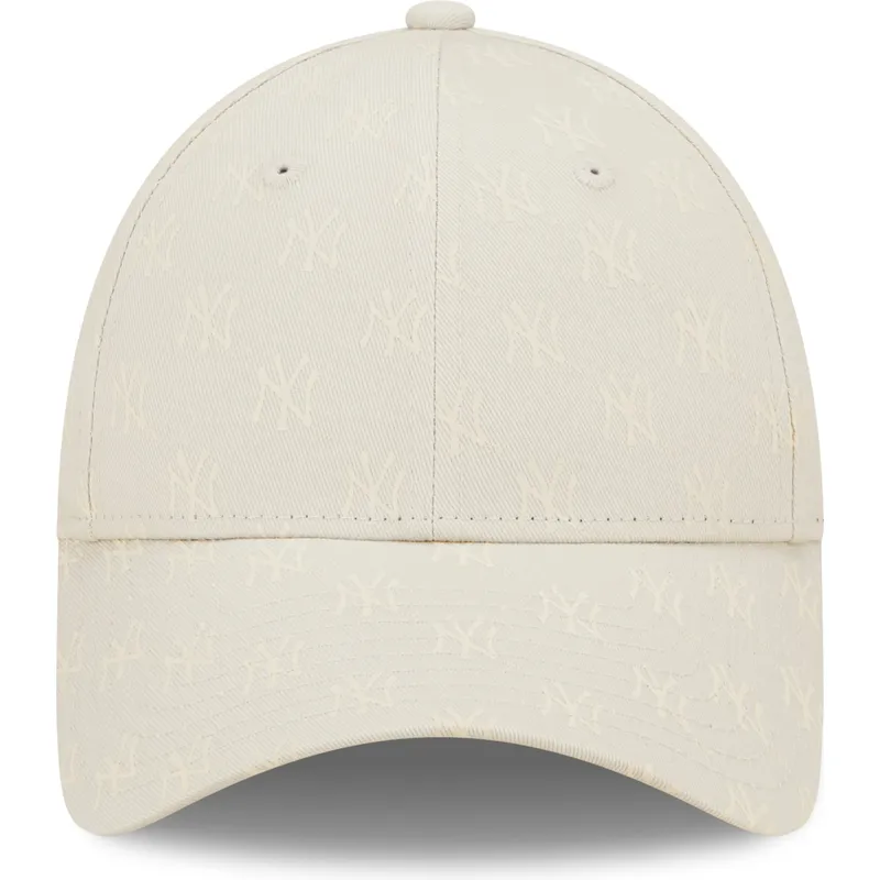buet-beige-justerbar-kasket-til-kvinder-9forty-monogram-fra-new-york-yankees-mlb-fra-new-era