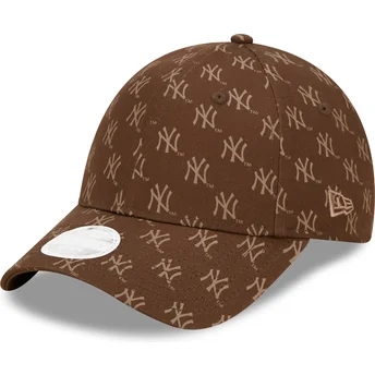 cappellino-curvo-marrone-regolabile-da-donna-9forty-monogram-dei-new-york-yankees-mlb-di-new-era