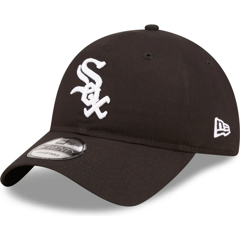 schwarze-verstellbare-curved-cap-9twenty-league-essential-der-chicago-white-sox-mlb-von-new-era