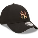 new-era-curved-brim-orange-logo-9forty-gradient-infill-new-york-yankees-mlb-black-adjustable-cap