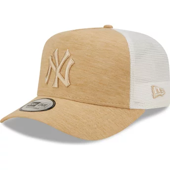 New Era Brown Logo A Frame Jersey Essential New York Yankees MLB Brown Adjustable Trucker Hat