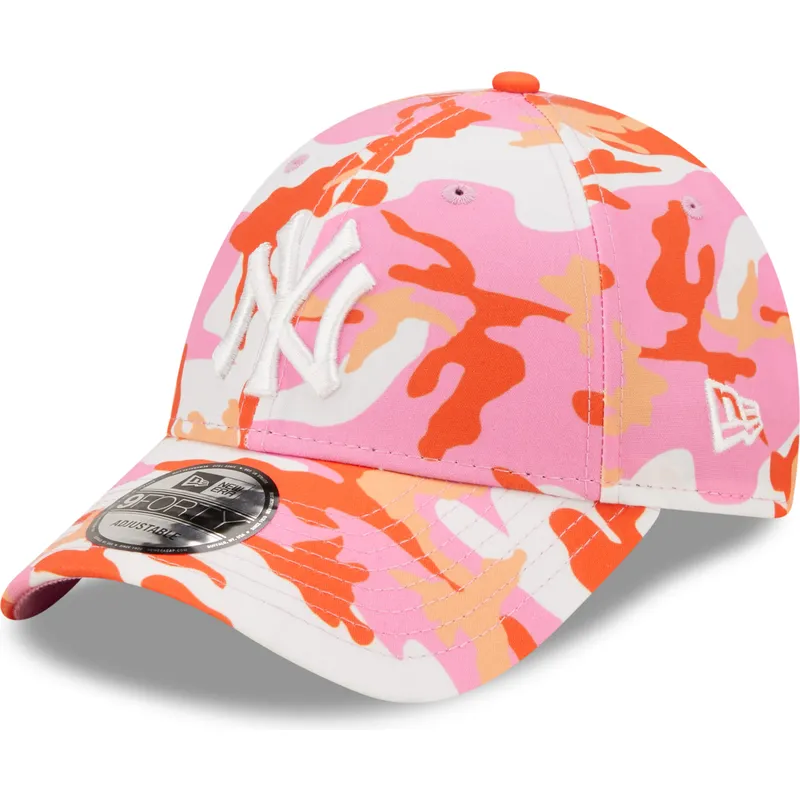 mutzen-gebogen-rosa-verstellbares-band-9forty-all-over-print-seasonal-der-new-york-yankees-mlb-von-new-era