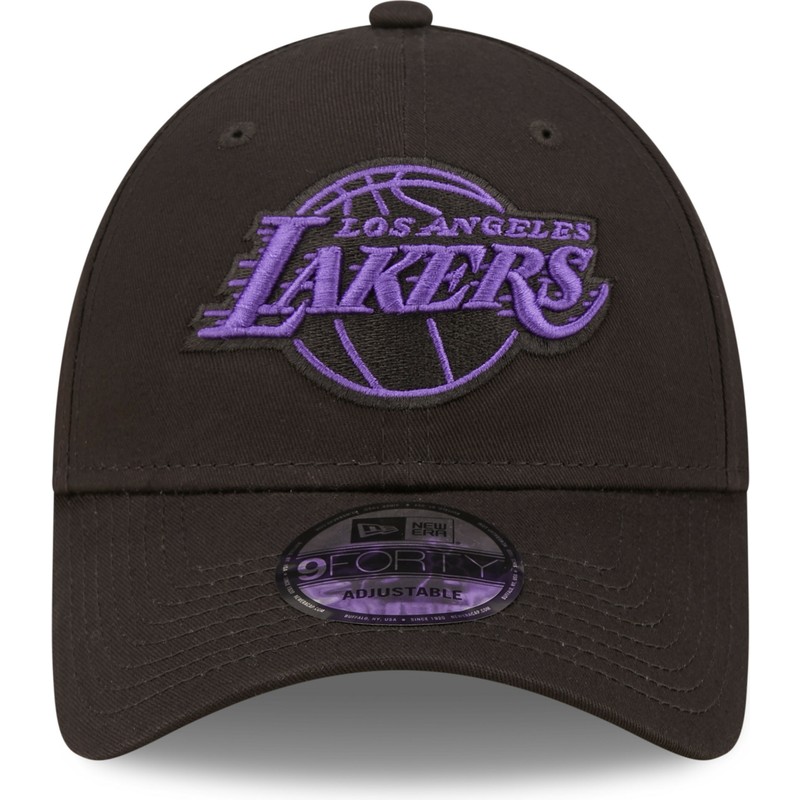 new-era-curved-brim-purple-logo-9forty-neon-outline-los-angeles-lakers-nba-black-adjustable-cap
