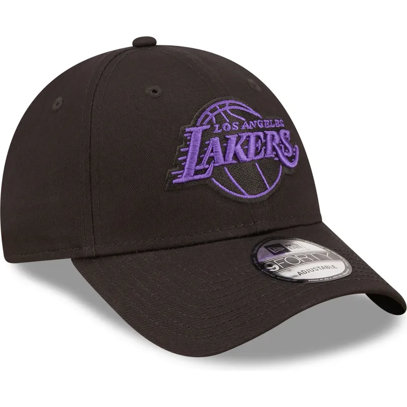 cappelli-curva-nero-cinghia-regolabile-9forty-neon-outline-dei-los-angeles-lakers-nba-di-new-era